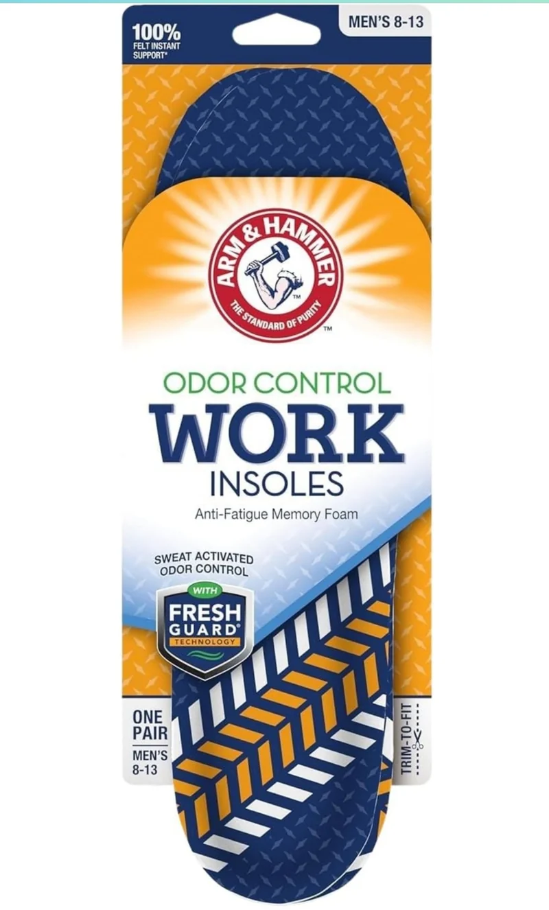 Arm & Hammer Memory Foam Work Insoles for Men and Women, Pair of Anti-Fatigue w/ Arch Support - (1 Pack)