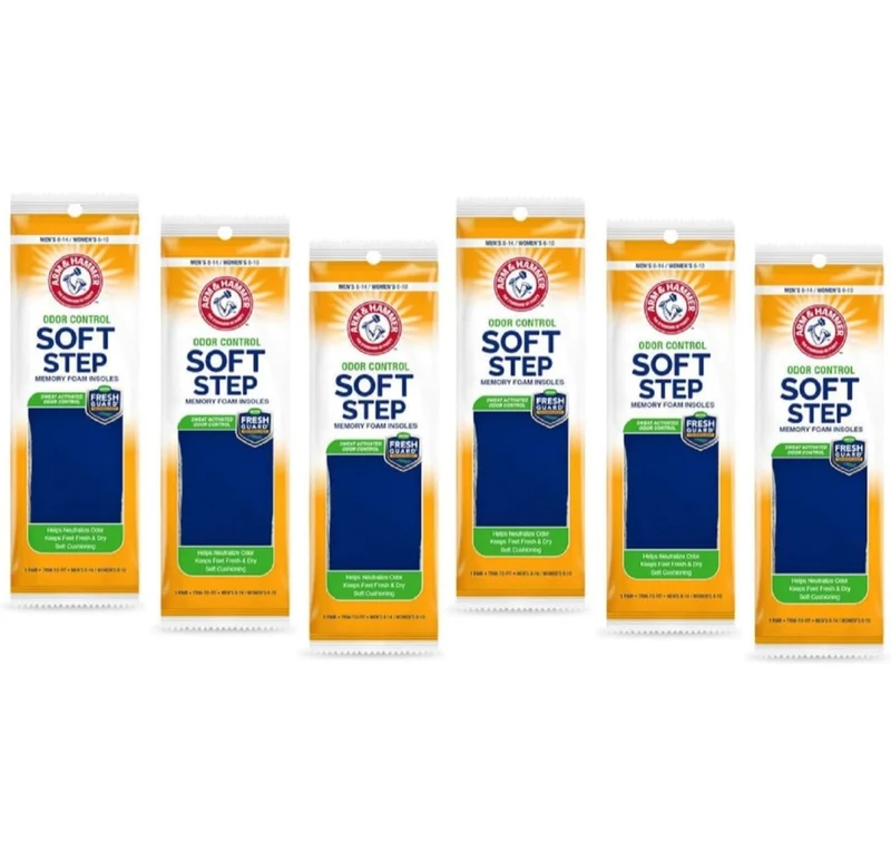 Arm & Hammer Odor Control Soft Step Insoles, Memory Foam Foot Insoles, Shoe Insoles - Pack of 6
