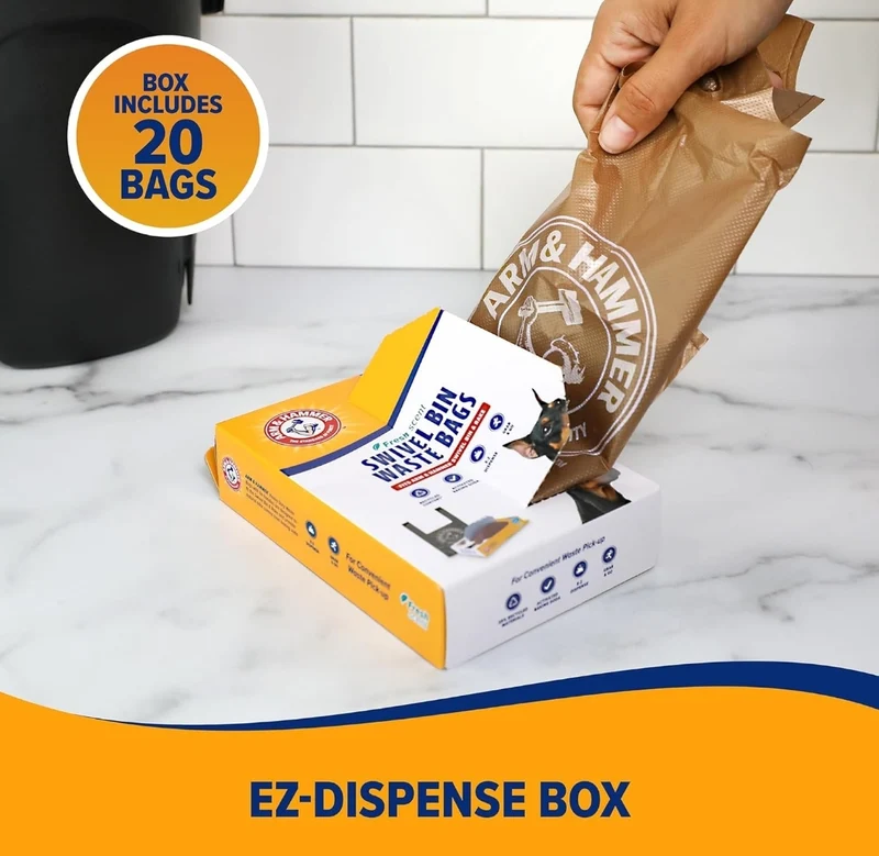 Arm & Hammer Heavy Duty Pet Waste Bags for Swivel Bin & Rake Dog Pooper Scooper - 20CT (Packaging May Vary) (2PK)
