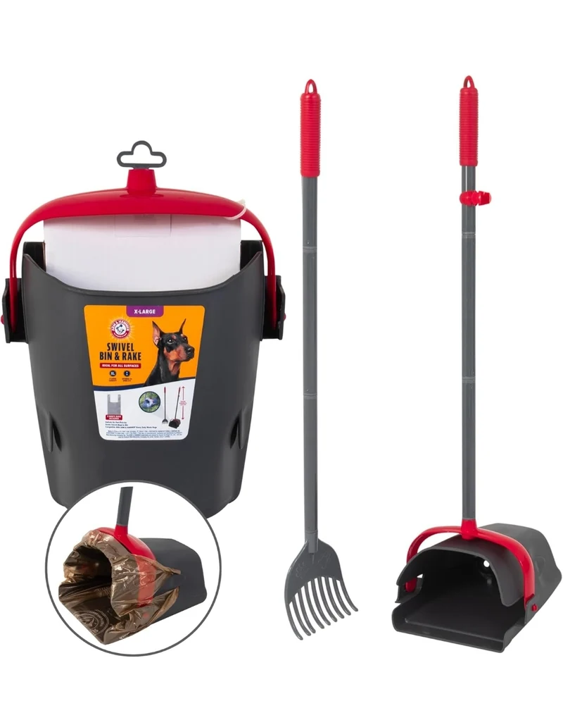 Arm & Hammer Pooper Scooper for Extra Large Dogs Heavy Duty w/ Bag Attachment - 2 Waste Bags Included