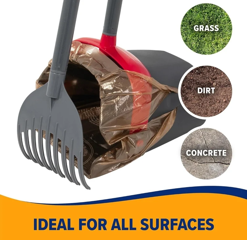 Arm & Hammer Pooper Scooper for Extra Large Dogs Heavy Duty w/ Bag Attachment - 2 Waste Bags Included