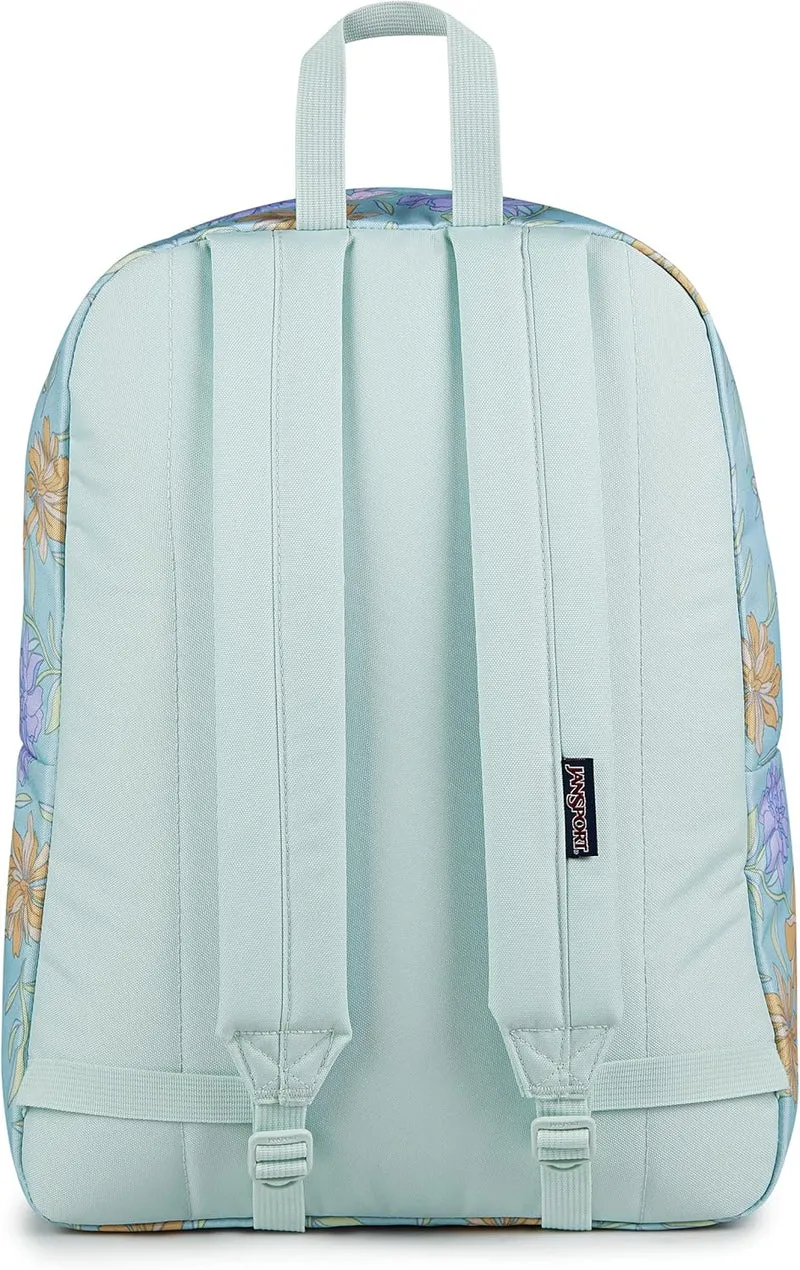 JanSport SuperBreak One Backpack - Durable, Lightweight Bookbag with 1 Main Compartment, Front Utility Pocket with Built-in Organizer - Premium Backpack, Faded Floral Fresh Mint