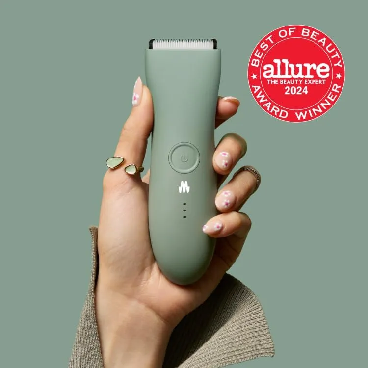 MERIDIAN The Trimmer Premium - Body Hair Trimmer & Electric Shaver for Men and Women for Pubic Hair, Chest, Legs & Bikini Line, Waterproof & Rechargeable, Sage