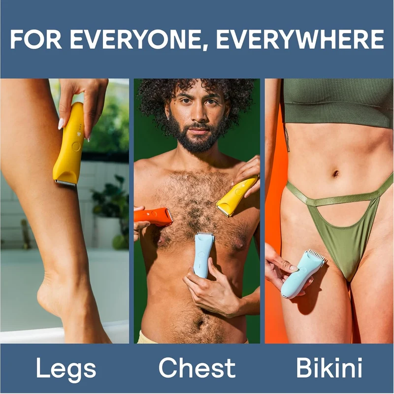 MERIDIAN Trimmer Plus Body Hair Manscaping for Mean & Women, Adjustable Guard, USB C Charging, Flash Light, Travel Lock, Charging Dock, Bikini Grooming - Solar