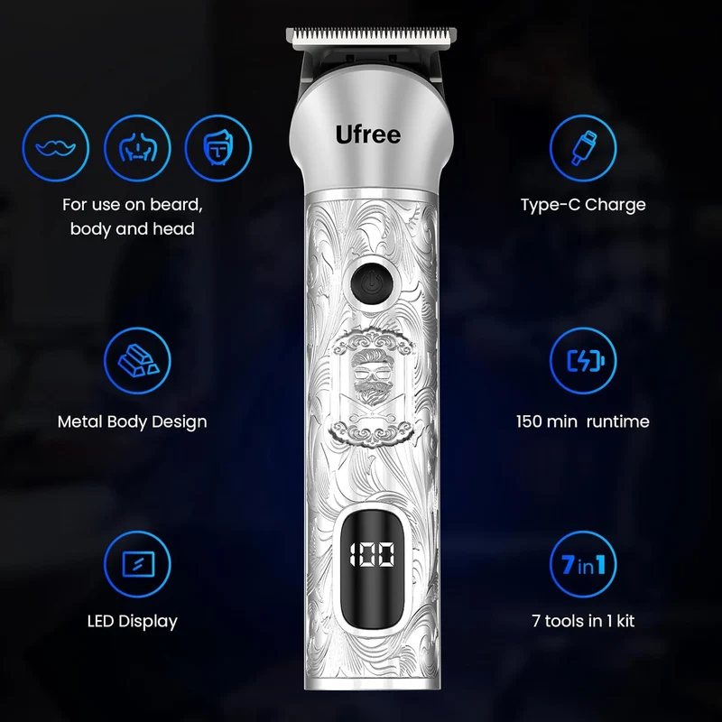 Beard Trimmer for Men, Electric Razor Shavers, Cordless Hair Clippers, 7 in 1 Beard Grooming Kit for Mustache, Body, Nose and Facial, Gifts for Men