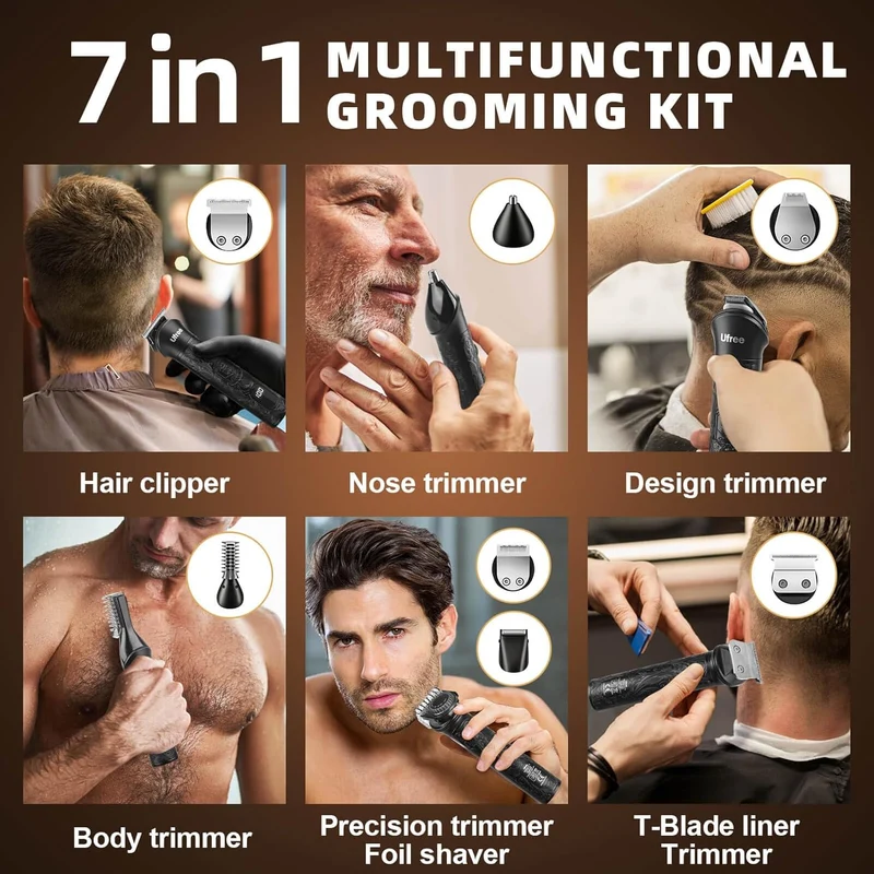 Beard Trimmer for Men, Electric Razor Shavers for Men, Cordless Hair Clippers, 7 in 1 Beard Grooming Kit for Mustache Body Nose Hair and Facial, Gifts for Men…
