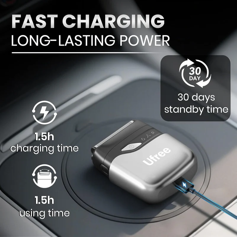 Foil Shaver for Men, Electric Razor with 2 Foil Heads, IPX7 Waterproof Electric Shaver, Wet Dry Cordless Razor, Chargeable Portable Shavers for Men, Silver