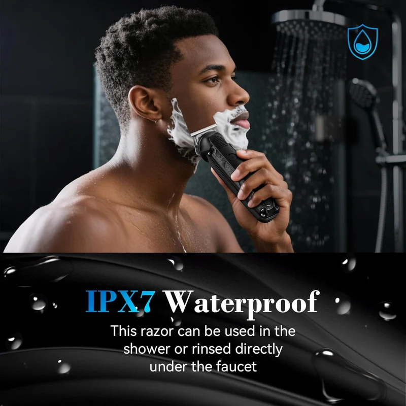 Beard Trimmer for Men, IPX7 Waterproof Electric Shaver Razor, Hair Trimmer for Nose, Body, Face and Mustache, Cordless Hair Clipper Grooming Kit, Gifts for Men
