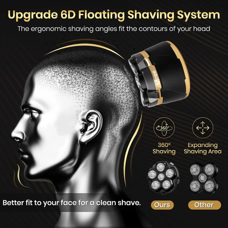 Head Shavers for Bald Men, Electric Shavers Razor, Rechargeable Bald Head Razor, Magnetic 6D Rotary Shaver, Waterproof Face Beard Trimmer Mens Grooming Kit, Gifts for Men