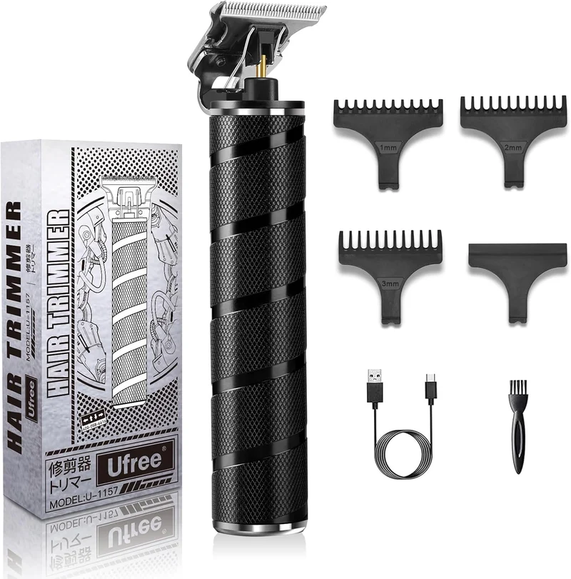Mens Beard Trimmer, Zero Gapped T Blade Liners, Cordless Hair Clippers, Electric Razor Shavers for Men, Grooming Kit for Hair Cutting, Gifts for Men(Black)