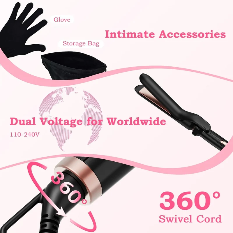 5 in 1 Curling Iron with Interchangeable Ceramic Barrels Wand Set with Flat Iron Hair Straightener, Instant Heat Up, Dual Voltage Hair Curler, Gifts for Women