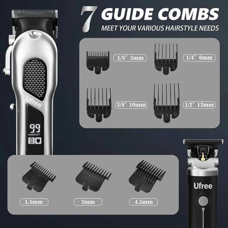 Hair Clippers for Men, Professional Clippers and Trimmers Set, Cordless Clippers for Hair Cutting, Beard Trimmer, Barber Clippers, Rechargeable Electric Shaver, Gifts for Men