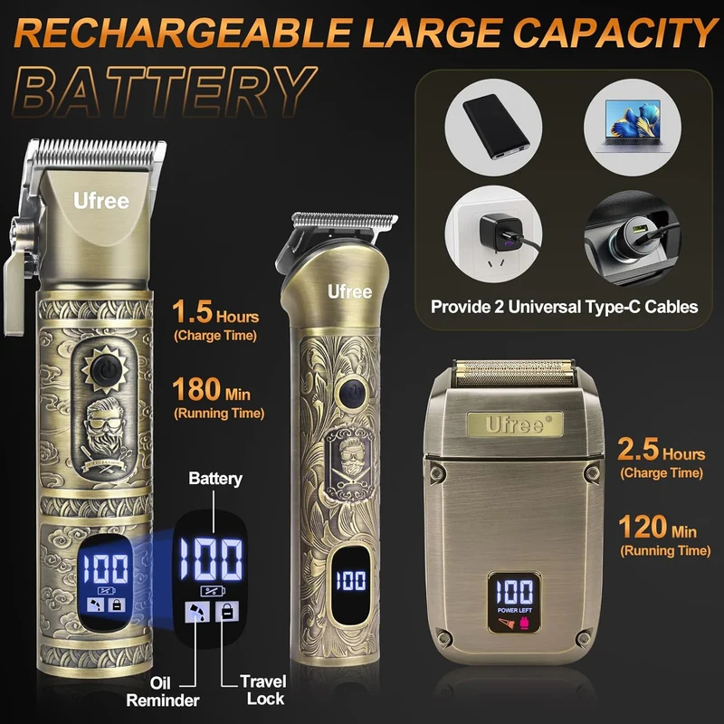 Beard Trimmer, Hair Clippers Mens Shaver Electric Razor, Hair Trimmer for Men Cordless Barber Clippers and Trimmers Set, Hair Cutting Kit for Men Grooming Gifts