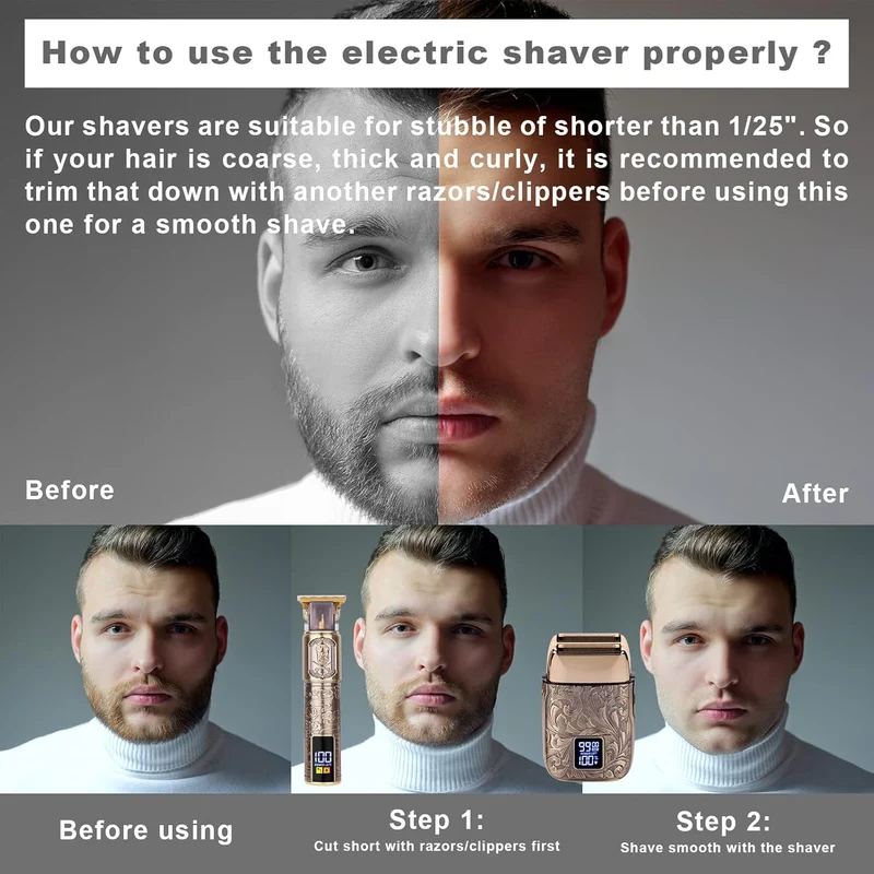 Foil Shavers Electric Razor for Men, Beard Trimmer Grooming Shaving Kit, Hair Trimmer, Cordless Head Shavers for Bald Men Barber Clippers, Birthday Gifts for Him