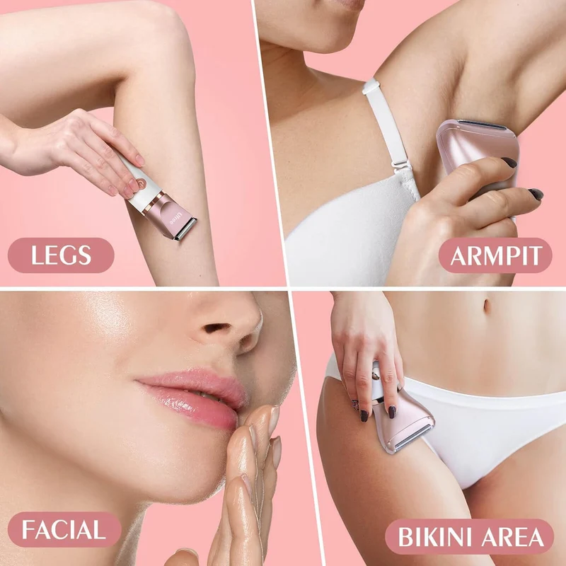 Electric Shaver Razors for Women Pubic Hair, Bikini Trimmer for Face and Body Hair, Wet & Dry Use Groomer, Hair Trimmer, Birthday Gifts for Women, Gold