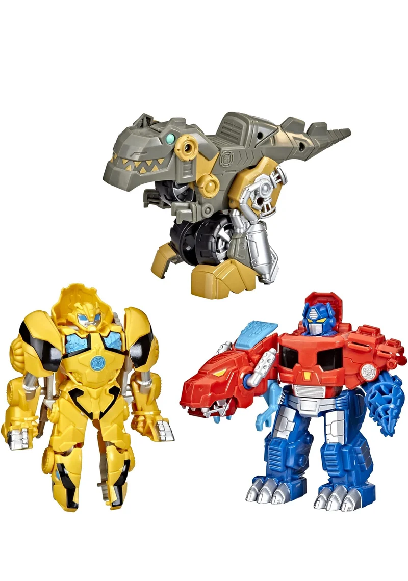 Transformers Playskool Primal Team-Up 3-Pack with Optimus Prime,Bumblebee, and Grimlock Converting Dinosaur Figures, 4.5-Inch Toys, Ages 3 and Up (Amazon Exclusive)