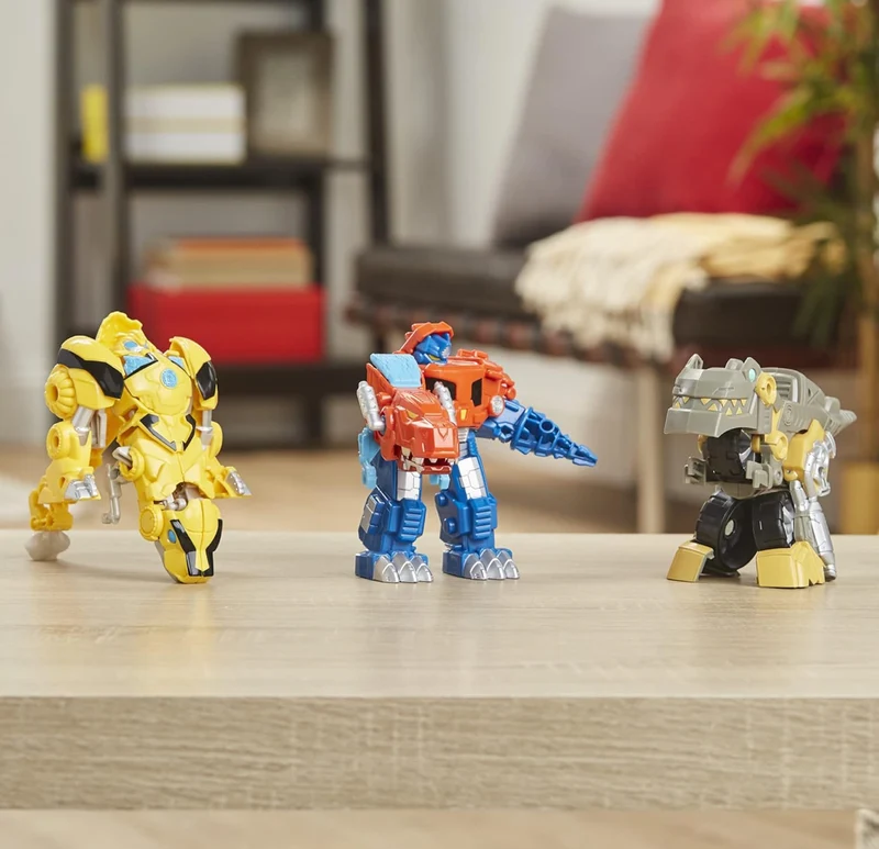 Transformers Playskool Primal Team-Up 3-Pack with Optimus Prime,Bumblebee, and Grimlock Converting Dinosaur Figures, 4.5-Inch Toys, Ages 3 and Up (Amazon Exclusive)