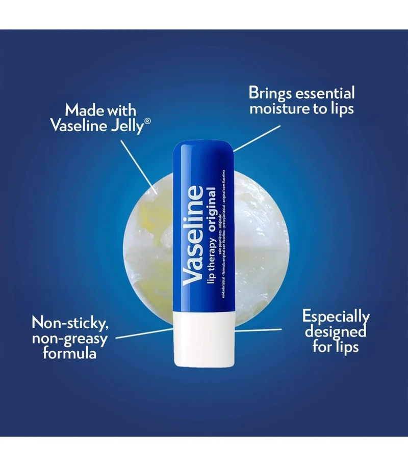 Vaseline Lip Therapy Original 8-Pack – Moisturizing Lip Balm for Very Dry Lips, 0.16 Oz Ea