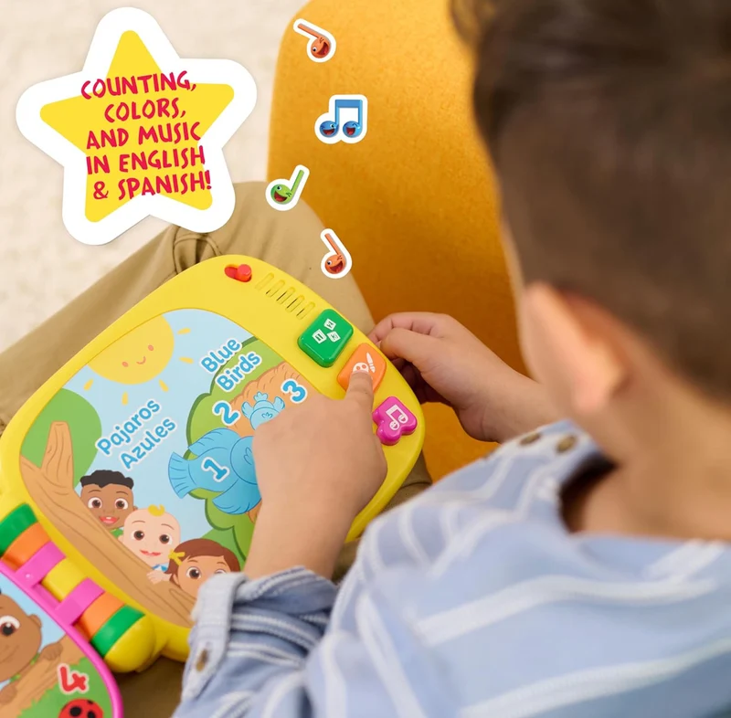CoComelon Spanish Learning Book, 3 Interactive Modes, Over 50 Phrases and Songs, Counting, Colors, Kids Toys for Ages 18 Month by Just Play