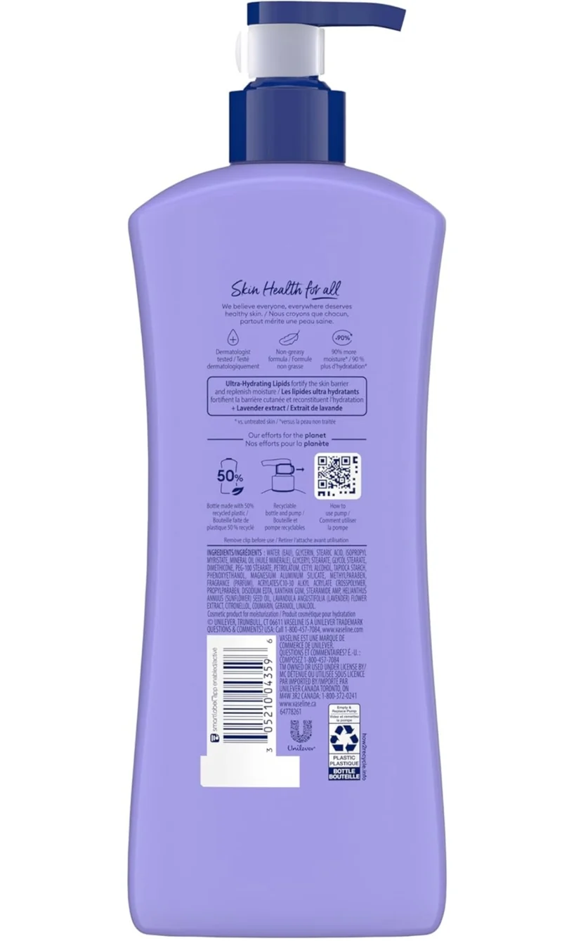 Vaseline Intensive Care Calm Healing Body Lotion 3 count for Dry Skin Made with Ultra-Hydrating Lipids and Lavender Extract to Heal and Restore Dry Skin 20.3 oz