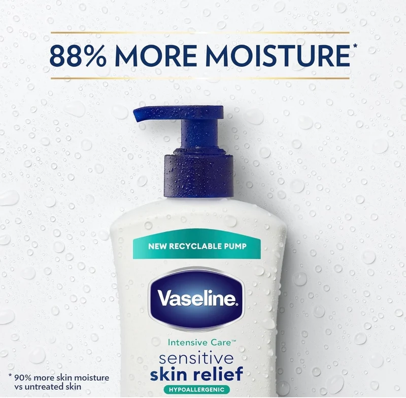 Vaseline Intensive Care Body Lotion 4 Pack Sensitive Skin Relief For Dry Skin With Colloidal Oatmeal and Ultra-Hydrating Lipids 20.3 oz