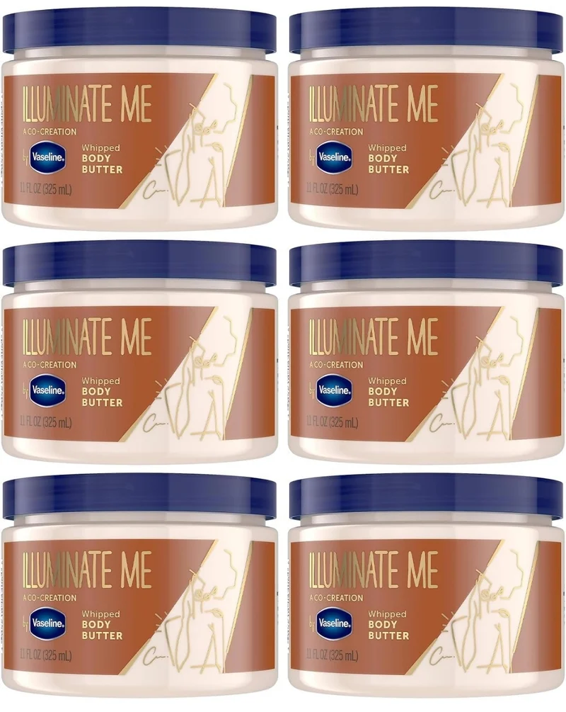 Vaseline Lotion - Illuminate Me Body Butter, Whipped Shea Butter Co-Created with Black Women for Luminous, Glowing Skin, Moisturizing Lotion for Extremely Dry Skin, Scented, 11 Oz Ea (Pack of 6)