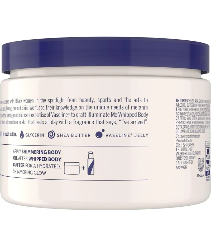 Vaseline Lotion - Illuminate Me Body Butter, Whipped Shea Butter Co-Created with Black Women for Luminous, Glowing Skin, Moisturizing Lotion for Extremely Dry Skin, Scented, 11 Oz Ea (Pack of 6)
