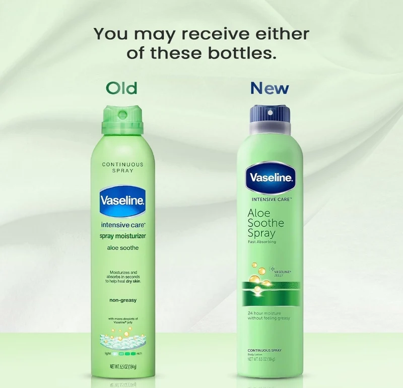 Vaseline Aloe Soothe Spray 2-Pack – Non-Greasy, Fast-Absorbing All-Over Soothing Moisturizer for Dry Skin, 6.5 Oz Ea