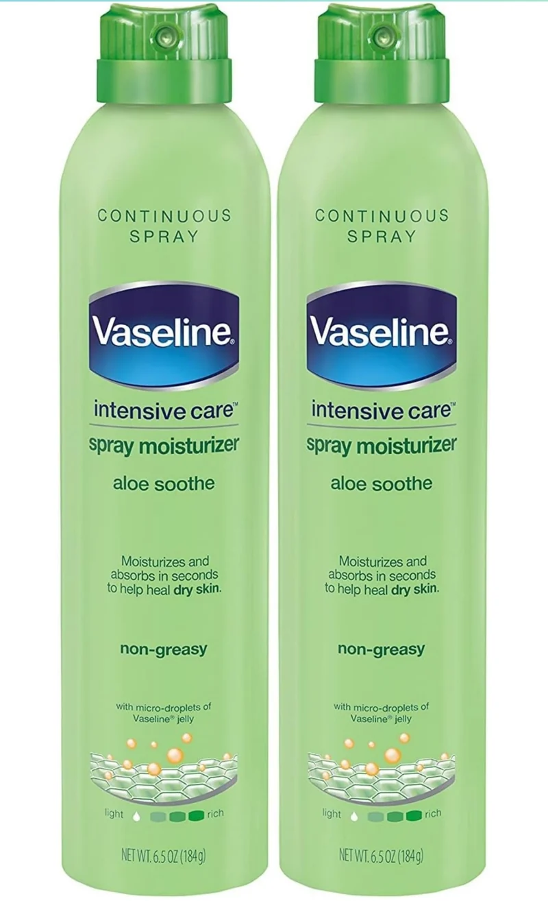 Vaseline Aloe Soothe Spray 2-Pack – Non-Greasy, Fast-Absorbing All-Over Soothing Moisturizer for Dry Skin, 6.5 Oz Ea