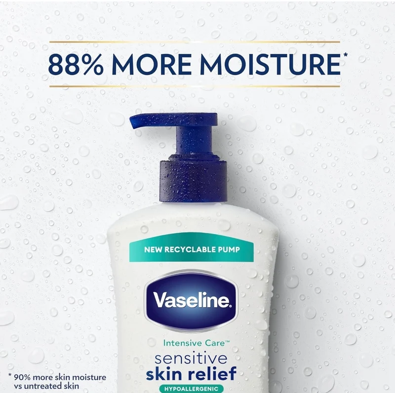 Vaseline Intensive Care Body Lotion 4 Pack Sensitive Skin Relief For Dry Skin With Colloidal Oatmeal and Ultra-Hydrating Lipids 20.3 oz