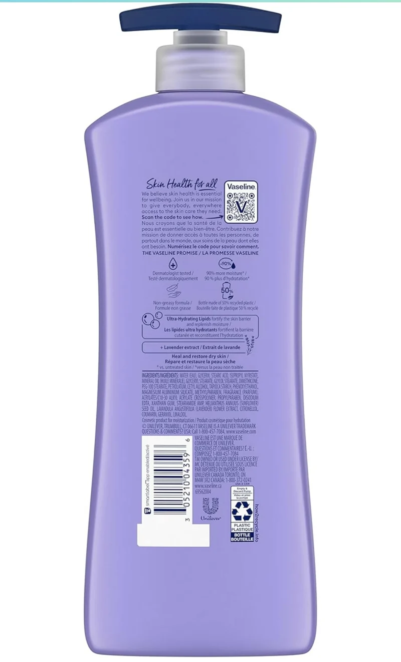 Vaseline Intensive Care Calm Healing Body Lotion 4 Count for Dry Skin Lotion Made with Ultra-Hydrating Lipids and Lavender Extract to Heal and Restore Dry Skin 20.3 Oz