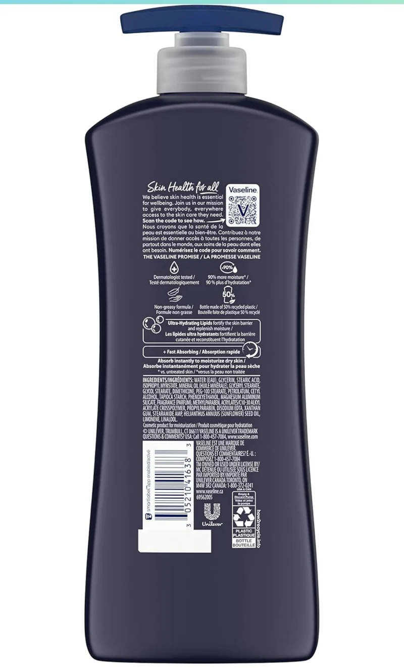 Vaseline Men Fast Absorbing 3-in-1 Face, Hands & Body Lotion for Men, 4 pack For Dry Skin,Absorbs in Just 15 Seconds for Moisturized Skin 20.3 Oz
