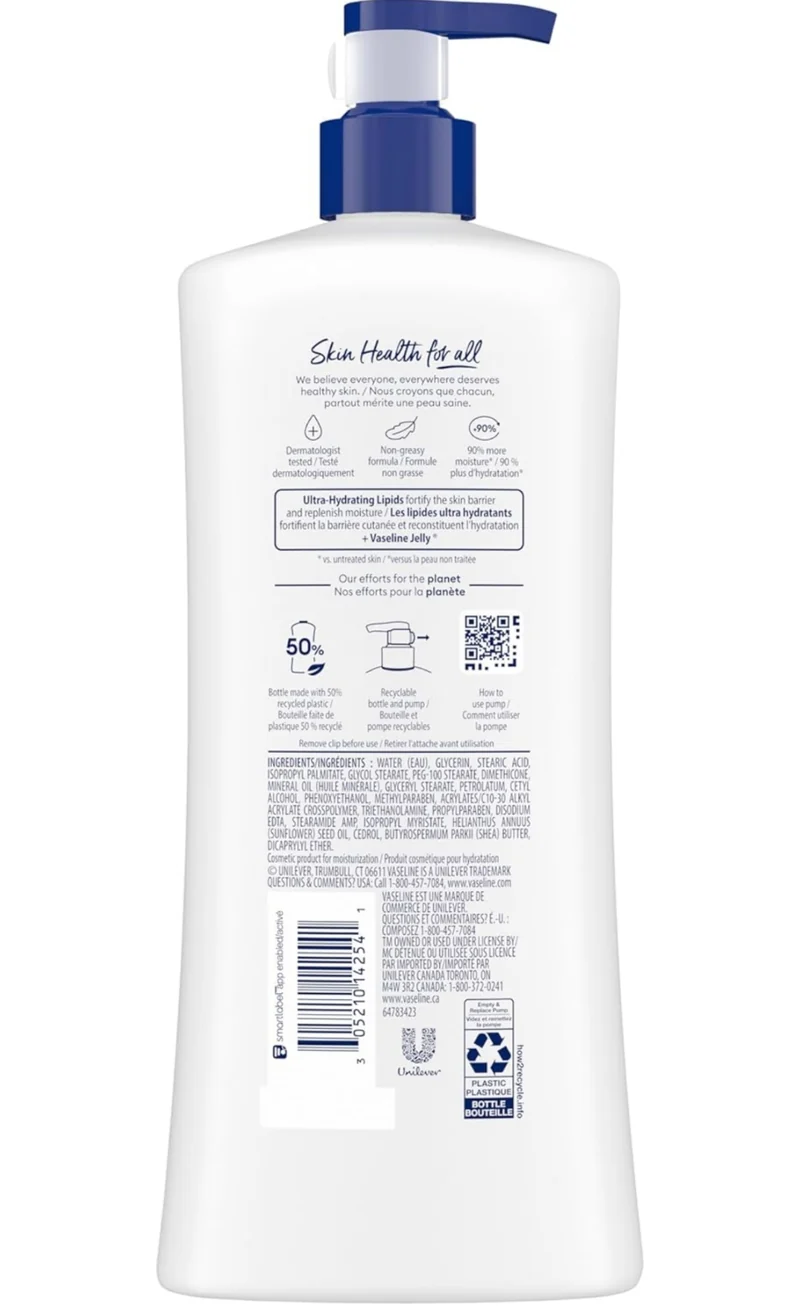 Vaseline Intensive Care Body Lotion Advanced Repair Unscented for Dry Skin Lotion Made with Ultra-Hydrating Lipids + Vaseline Jelly to Repair Extremely Dry Skin 32 Oz