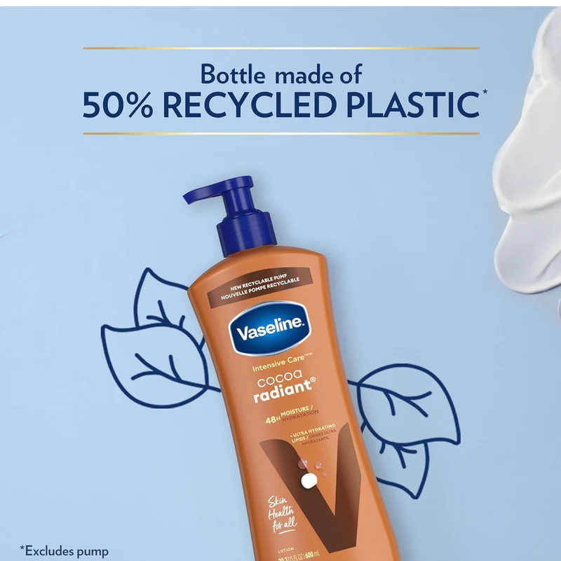Vaseline Intensive Care Body Lotion Cocoa Radiant 3 count for Dry Skin Lotion Made with Ultra-Hydrating Lipids and Pure Cocoa Butter for a Long-Lasting, Radiant Glow 20.3 Oz