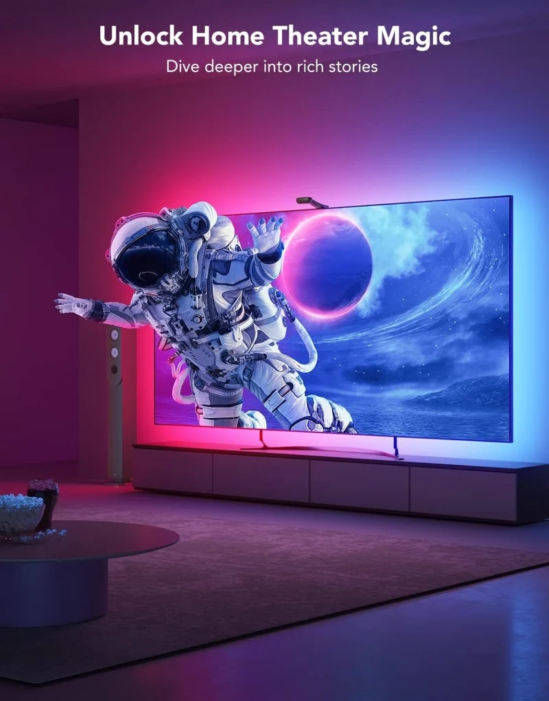 Govee Envisual TV Backlight T2 with Dual Cameras, 16.4ft RGBIC Wi-Fi LED Backlights for 75-85 inch TVs, Double Light Beads, for Home Decorations, Smart App Control, Music Sync