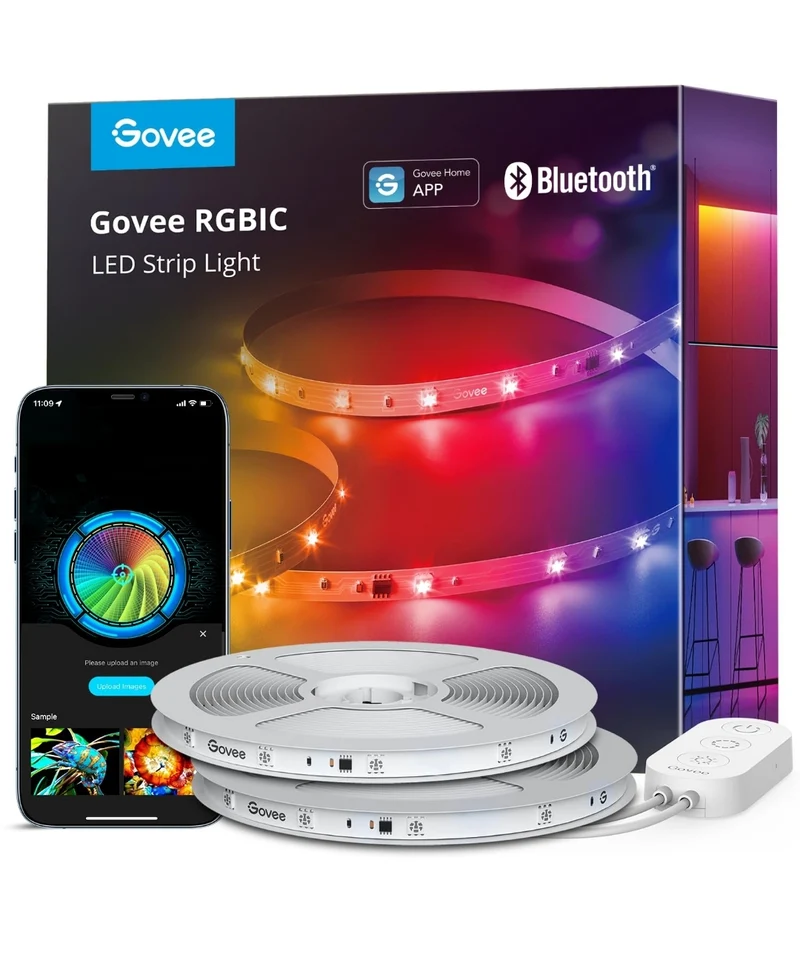 Govee 100ft RGBIC LED Strip Lights, Smart LED Lights for Bedroom, Bluetooth LED Strip Lights APP Control, DIY Multiple Colors on One Line, Color Changing LED Lights for Bedroom Decor, 2 Rolls of 50ft