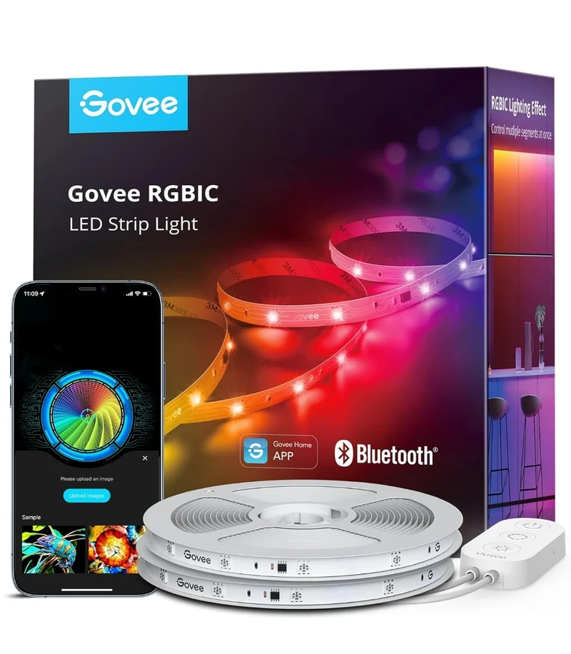 Govee RGBIC LED Strip Lights, 65.6ft Smart LED Lights for Bedroom, Bluetooth LED Strip Lights APP Control, DIY Multiple Colors on One Line, Color Changing LED Lights for Home Decor, 2 Rolls of 32.8ft