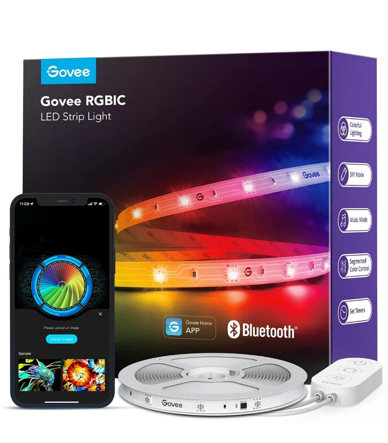 Govee RGBIC LED Strip Lights, Smart LED Lights for Bedroom, Bluetooth LED Lights APP Control, DIY Multiple Colors on One Line, Color Changing LED Strip Lighting Music Sync, Home Decor, 16.4ft