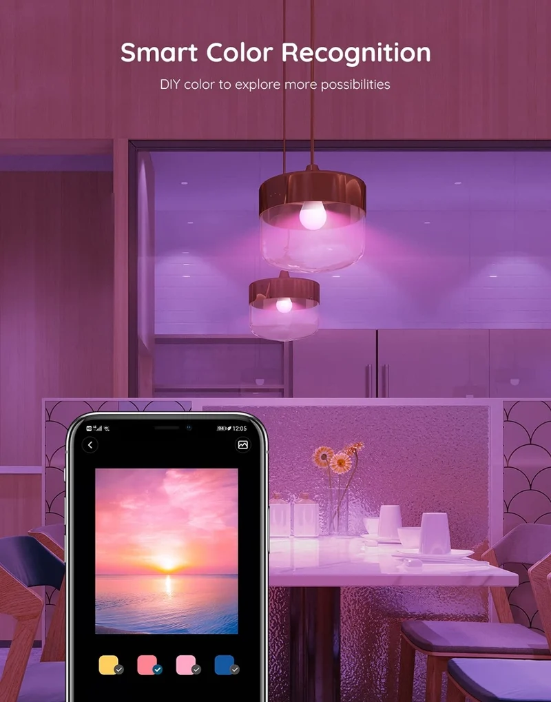 Govee Smart Light Bulbs, WiFi Bluetooth Color Changing Bulbs, Music Sync, 54 Dynamic Scenes, 16 Million DIY Colors RGB Light Bulbs, Work with Alexa, Google Assistant, 800 Lumen, 8 Pack