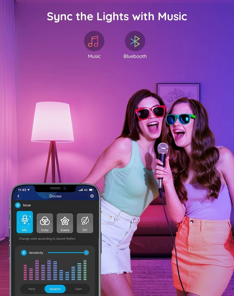 Govee Smart Light Bulbs, Color Changing Light Bulb, Work with Alexa and Google Assistant, 16 Million Colors RGBWW, WiFi & Bluetooth LED Light Bulbs, Music Sync, A19, 800 Lumens, 4 Pack