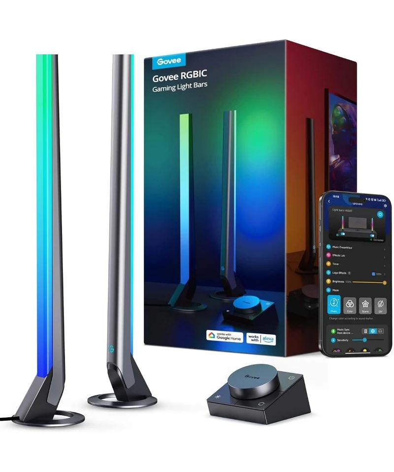 Govee RGBIC Gaming Light Bars H6047 with Smart Controller, Wi-Fi Smart LED Gaming Lights with Music Modes and 60+ Scene Modes Built, Works with Alexa & Google Assistant, Game Room Lights Decor