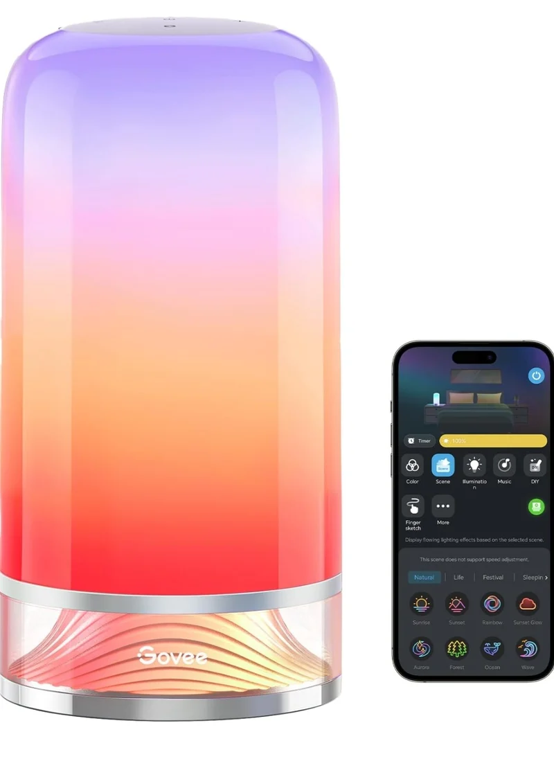 Govee RGBIC Smart Table Lamp 2, Touch Bedside Small Table Lamp Work with Matter, Alexa, LED Desk Lamp with 64 Scene Modes, Color Changing Lamp for Bedroom Living Room Dimmable Night Light(Corded)
