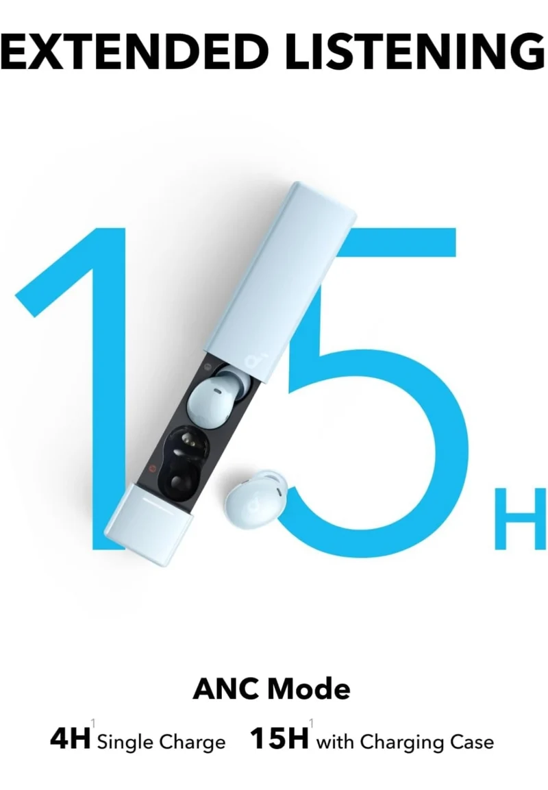 Soundcore A30i by Anker, Smart Noise Cancelling Earbuds, Lipstick-Shaped Stylish Design, Tiny, Lightweight Comfort, Clear Sound, IP54, 15H Playtime in ANC Mode, Wireless Earbuds, Bluetooth 5.4