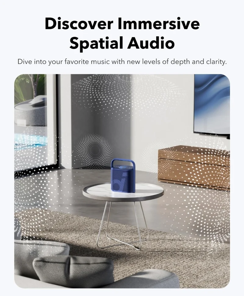 Soundcore Motion X500 Bluetooth Speaker with Spatial Audio, Hi-Res Sound, 3-Channel Audio, Upward Firing Driver, Ambient Light
