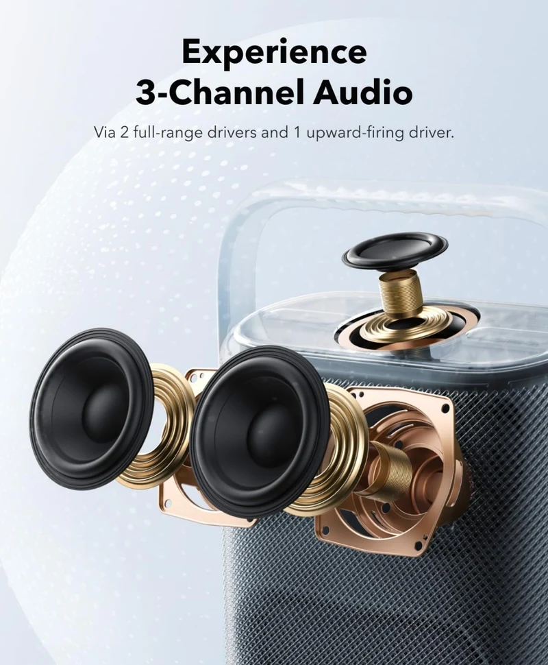 Soundcore Motion X500 Bluetooth Speaker with Spatial Audio, Hi-Res Sound, 3-Channel Audio, Upward Firing Driver, Ambient Light