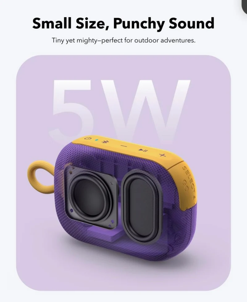 Soundcore Select 4 Go Bluetooth Shower Speaker by Anker, IP67 WaterproofDustproof, Portable, Wireless, 20H Playtime, Floatable, Powerful Sound, Electronics for Outdoors/Home/Office/Travel/Party-Purple