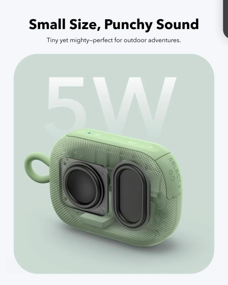 Soundcore Select 4 Go Bluetooth Shower Speaker by Anker, IP67 Waterproof/Dustproof, Portable Wireless Speaker, 20H Playtime, Floatable, Powerful Sound, Electronics for Outdoor/Home/Office/Travel-Green