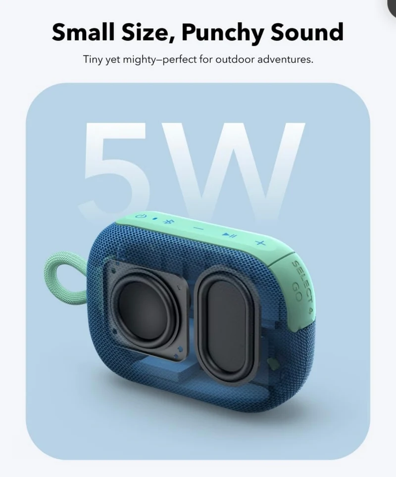 Soundcore Select 4 Go Bluetooth Shower Speaker by Anker, IP67 Waterproof/Dustproof, Portable Wireless Speaker, 20H Playtime, Floatable, Powerful Sound, Electronics for Outdoors/Home/Office/Travel-Blue