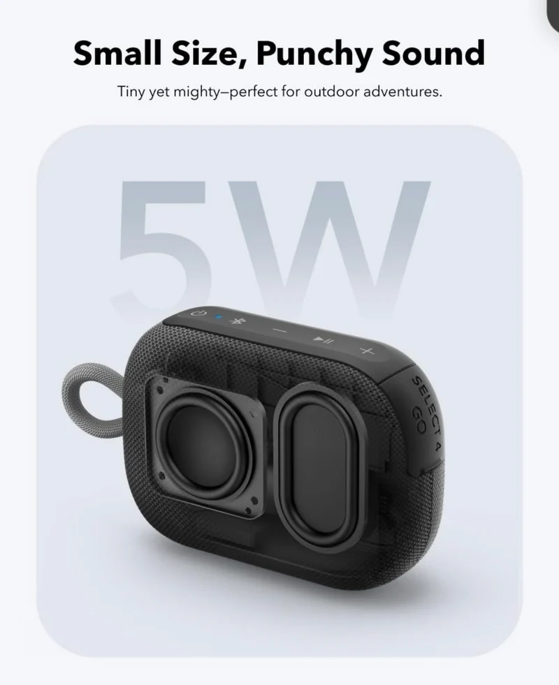 Soundcore Select 4 Go Bluetooth Shower Speaker by Anker, IP67 Waterproof/Dustproof, Ultra-Portable Speaker, Wireless, 20H Playtime, Floatable, Powerful Sound, Electronics for Outdoors/Home/Travel