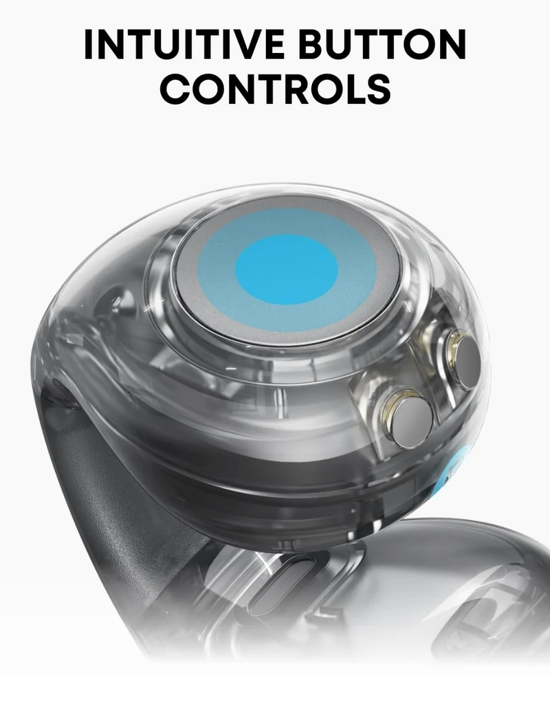 Soundcore C40i by Anker, Open-Ear Earbuds, Clip-On Headphones, Flexible Joint Design, Button Controls, Lightweight Comfort, Stable Fit with Attachable Ear Grips, Expansive Drivers for Clear Sound